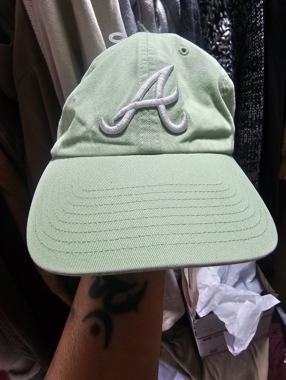 ATLANTA BRAVES '47 CLEAN UP Snapback Adjustable Hat. Color Eucalyptus.